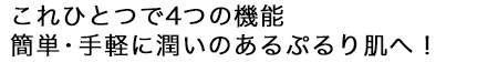これひとつで4つの機能 簡単・手軽に潤いのあるぷるり肌へ!