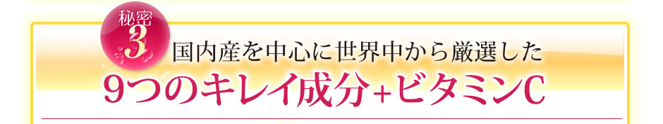秘密3/国内産を中心に世界中から厳選した　９つのキレイ成分+ビタミンC