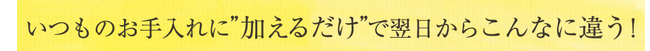 いつものお手入れに”加えるだけ”で翌日からこんなに違う！