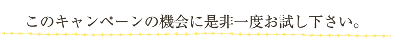 このキャンペーンの機会に是非一度お試し下さい。